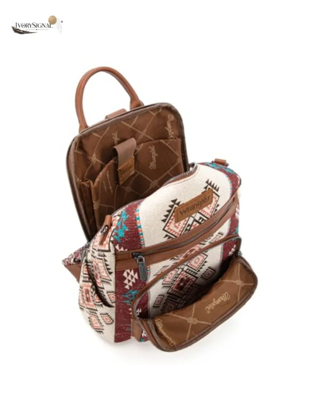 Convertible Backpack Purse with Aztec Embroidery, Hidden Pocket, Multi-Pocket